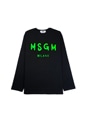 【NEW】MSGM ブラッシュネオンロゴ ロングスリーブTシャツ 詳細画像 ブラック×グリーン 1