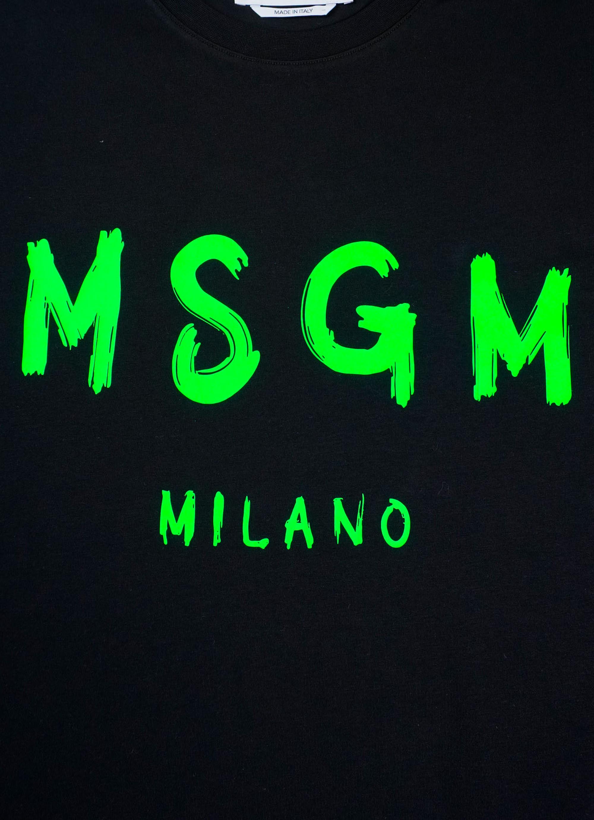 【NEW】MSGM ブラッシュネオンロゴ ロングスリーブTシャツ 詳細画像 ブラック×グリーン 3