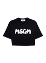 MSGM NEWブラッシュストロークロゴ クロップドTシャツ 詳細画像 ブラック 1