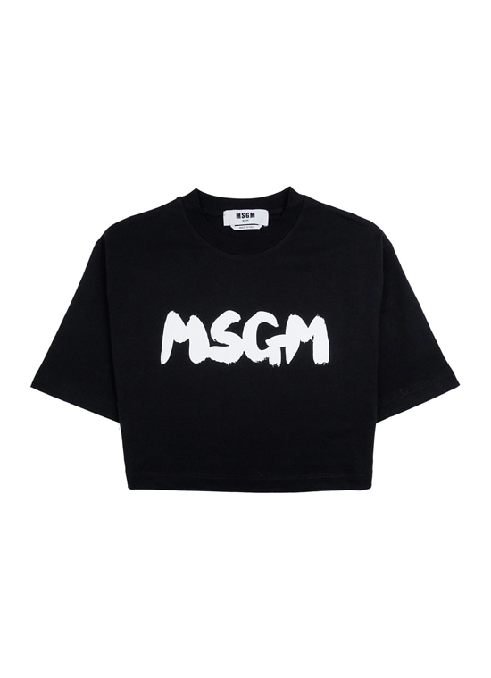 MSGM NEWブラッシュストロークロゴ クロップドTシャツ