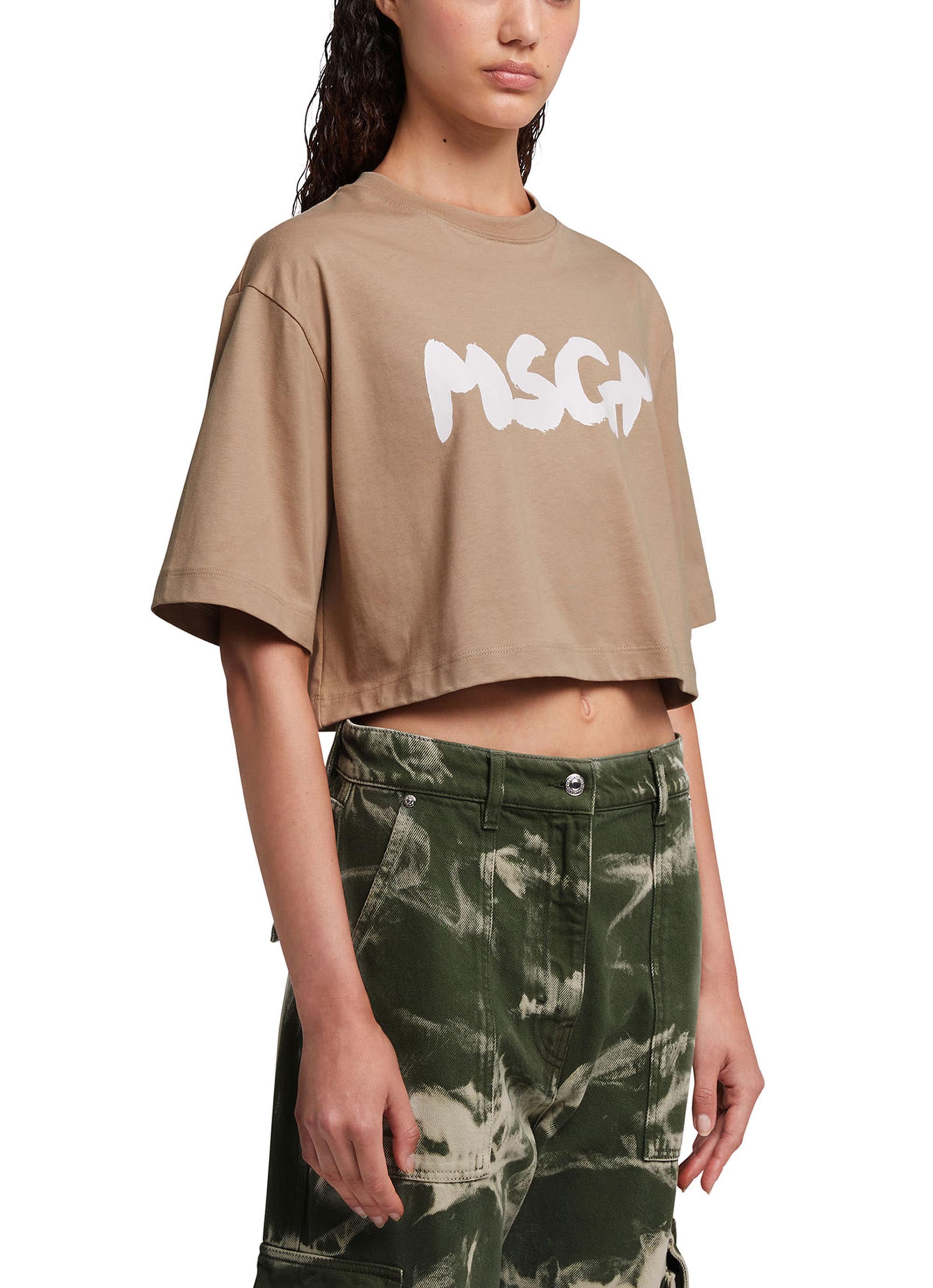 MSGM】 【MSGM NEWブラッシュストロークロゴ クロップドTシャツ】｜aoi ...