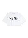 【NEW】MSGM ブラッシュロゴ クロップドTシャツ 詳細画像 ホワイト 1