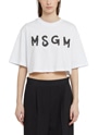 【NEW】MSGM ブラッシュロゴ クロップドTシャツ 詳細画像 ホワイト 2