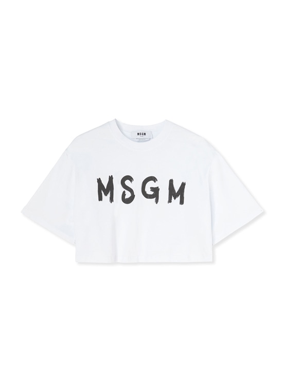 【NEW】MSGM ブラッシュロゴ クロップドTシャツ