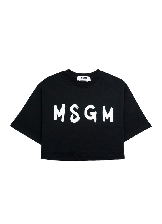 【NEW】MSGM ブラッシュロゴ クロップドTシャツ