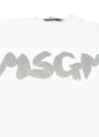 MSGM NEWブラッシュストロークロゴTシャツ＜GLITTER SILVER PRINT＞ 詳細画像 ホワイト 3
