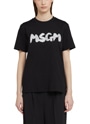MSGM NEWブラッシュストロークロゴTシャツ＜GLITTER SILVER PRINT＞ 詳細画像 ブラック 2
