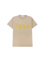 【NEW】MSGM ブラッシュロゴTシャツ【Japan Exclusive/GLITTER PRINT】 詳細画像 ベージュ×グリッターゴールド 1