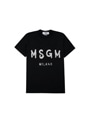 【NEW】MSGM ブラッシュロゴTシャツ【Japan Exclusive/GLITTER PRINT】 詳細画像 ブラック×シルバーグリッター 1