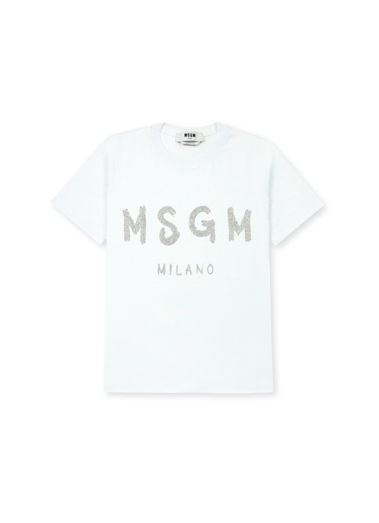 【NEW】MSGM ブラッシュロゴTシャツ【Japan Exclusive/GLITTER PRINT】
