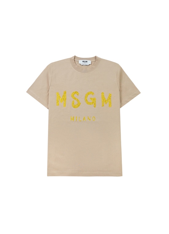 【NEW】MSGM ブラッシュロゴTシャツ【Japan Exclusive/GLITTER PRINT】