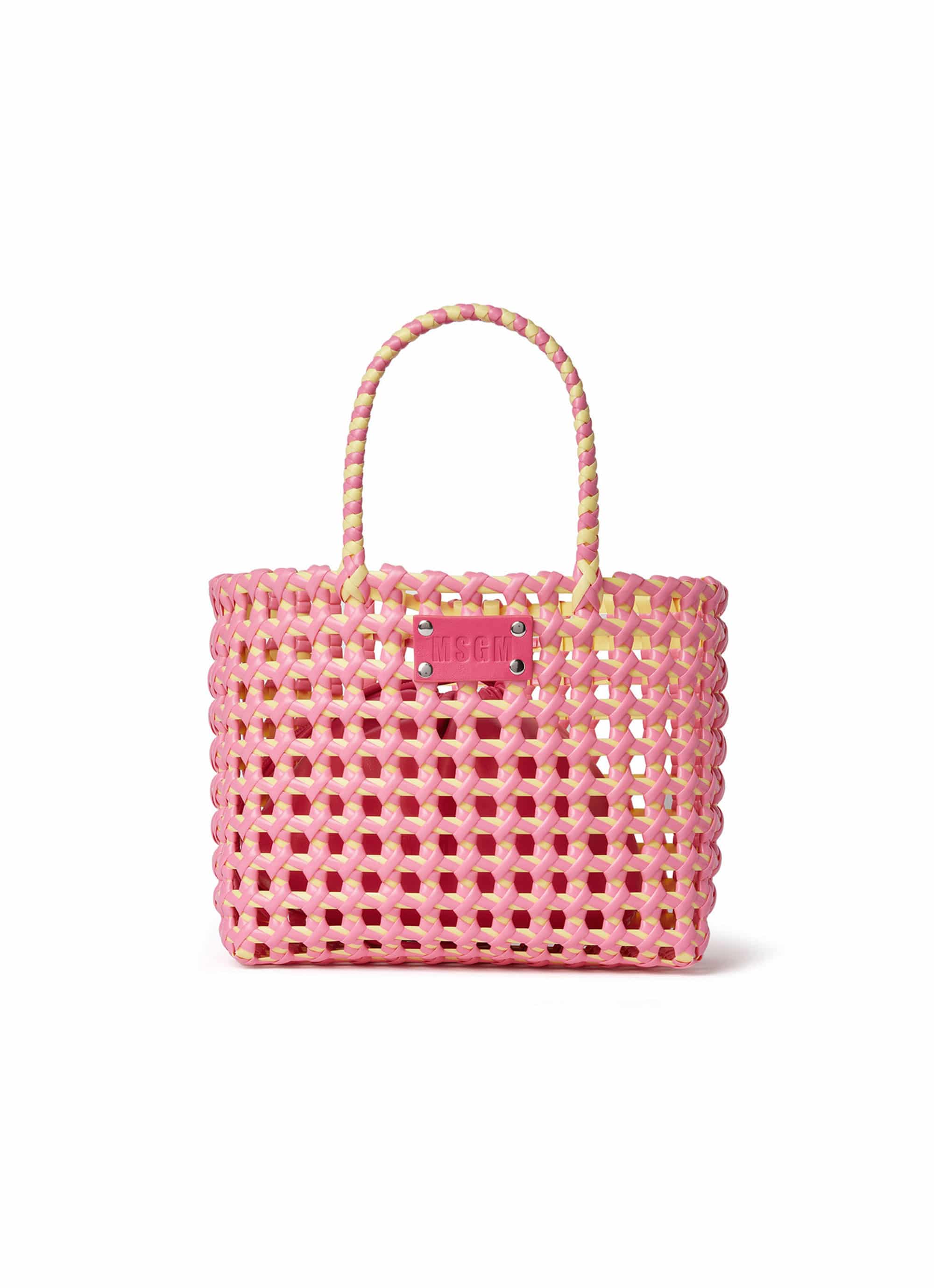 【NEW】ツートンカラープラスティック バスケットバッグ（ミニバッグ付き） 詳細画像 ピンク 1