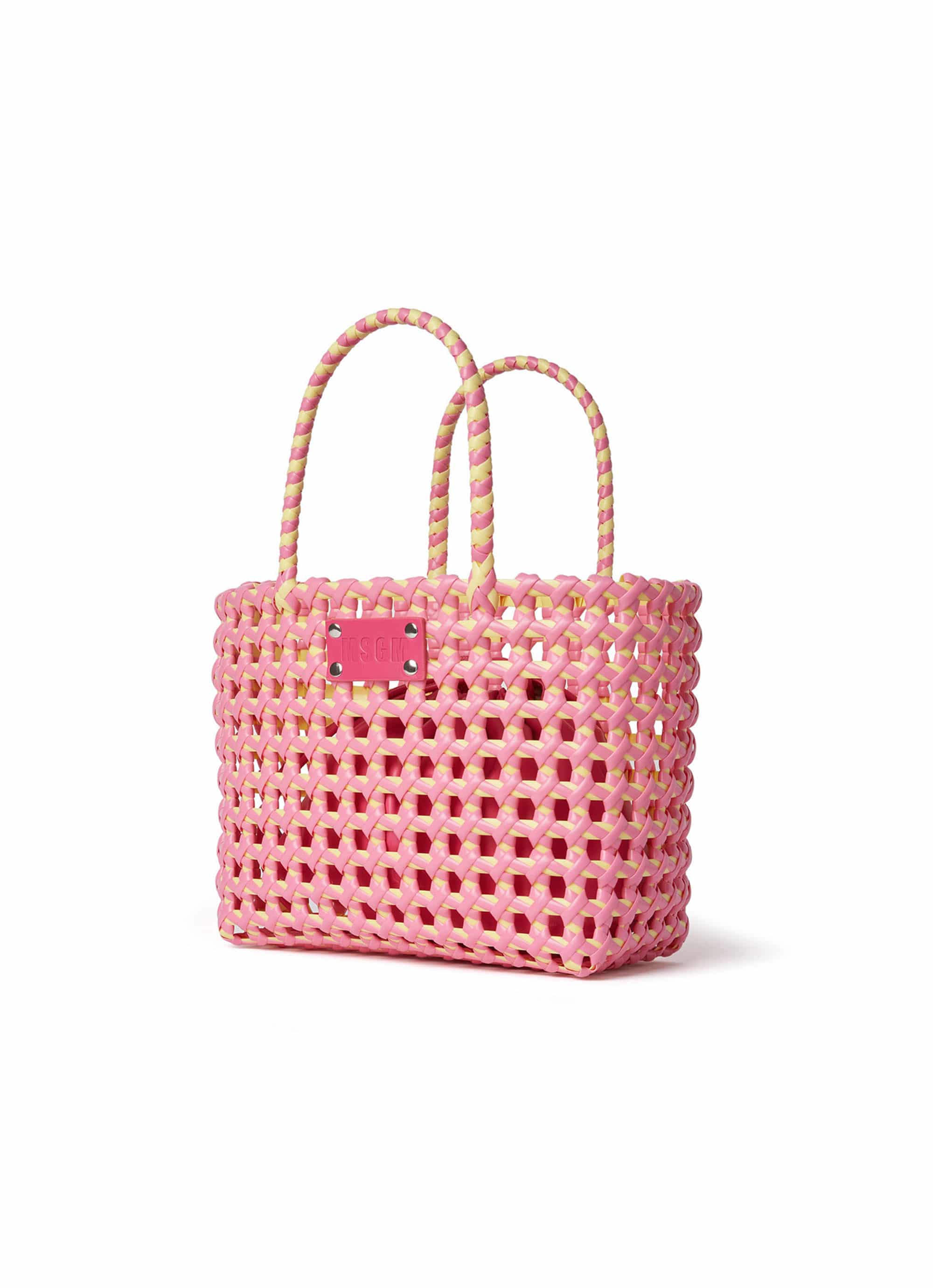 【NEW】ツートンカラープラスティック バスケットバッグ（ミニバッグ付き） 詳細画像 ピンク 3