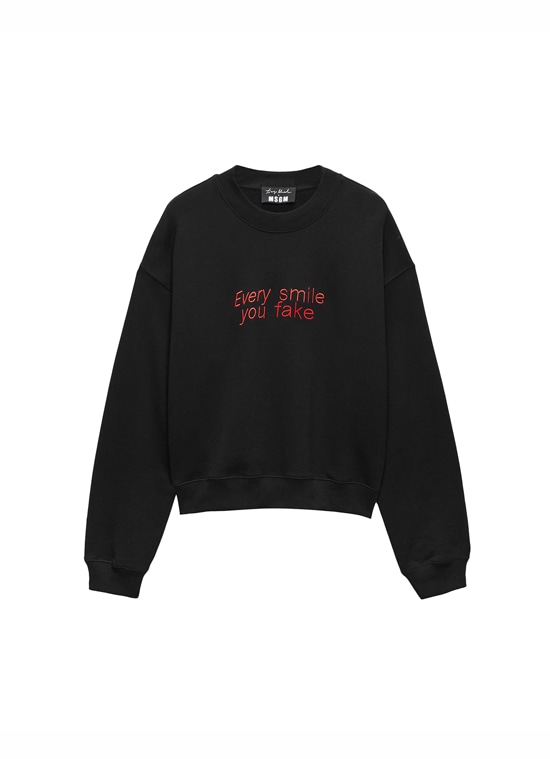 MSGM×TIAGO ALEXANDRE 「Every smile you fake」エンブロイダリースウェットシャツ