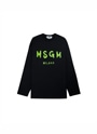 【NEW】MSGM ブラッシュロゴ ロングスリーブTシャツ 詳細画像 ブラック×グリーン 1