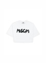 MSGM NEWブラッシュストロークロゴ クロップドTシャツ 詳細画像 ホワイト 1