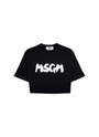 MSGM NEWブラッシュストロークロゴ クロップドTシャツ 詳細画像 ブラック 1