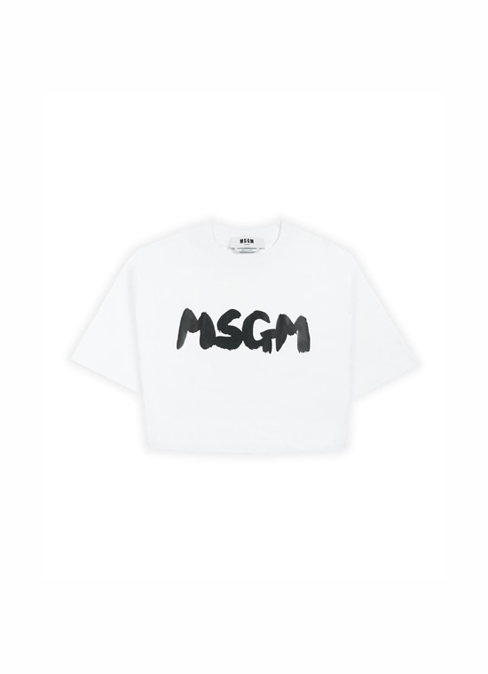 MSGM NEWブラッシュストロークロゴ クロップドTシャツ