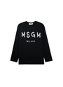 【NEW】MSGM ブラッシュロゴ ロングスリーブTシャツ【Japan Exclusive/GLITTER PRINT】 詳細画像 ブラック×シルバー 1