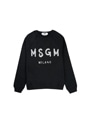 【NEW】MSGM ブラッシュロゴ スウェットシャツ＜GLITTER SILVER PRINT＞ 詳細画像 ブラック×シルバー 1