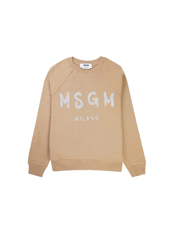 【NEW】MSGM ブラッシュロゴ スウェットシャツ＜GLITTER SILVER PRINT＞