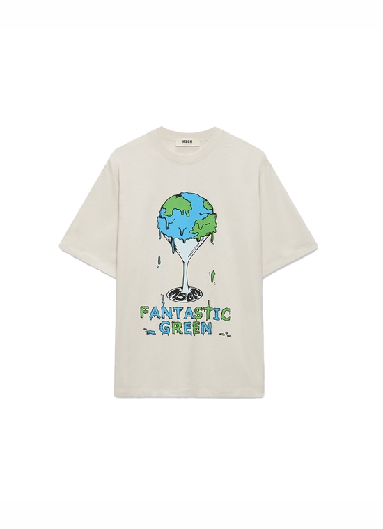 MSGM FANTASTIC GREEN×Burro Studio オーガニックコットンTシャツ（ICE CREAM EARTH）