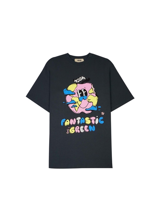 MSGM FANTASTIC GREEN×Burro Studio オーガニックコットンTシャツ（APPLE SHAPED EARTH)