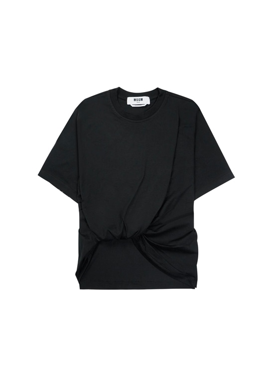 ドレープディテール コットンジャージーTシャツ