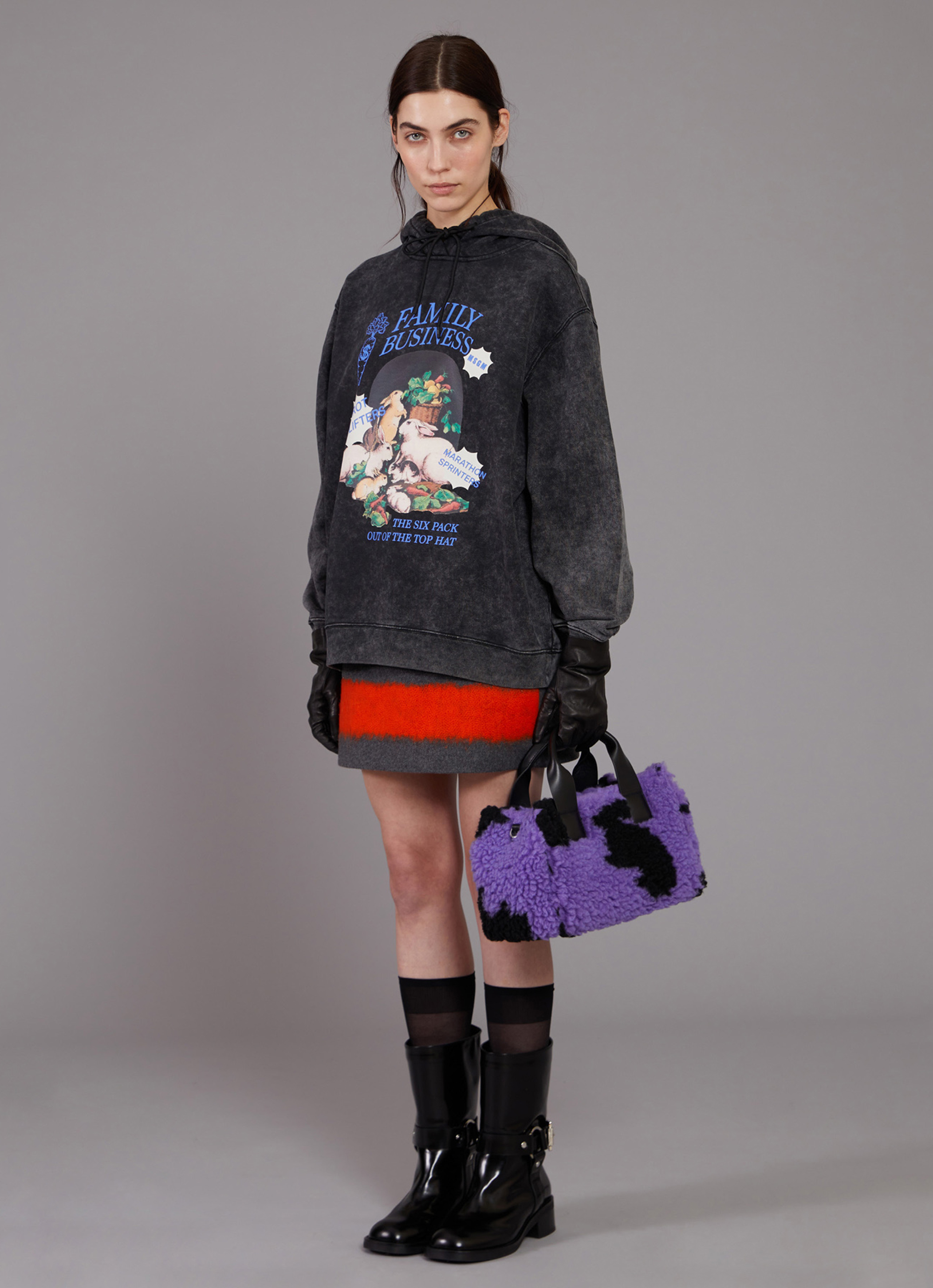 「MSGM FAMILY BUSINESS」グラフィックパーカー 詳細画像 ブラック 8