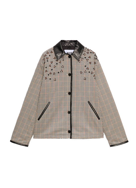 FLOWERビーズ チェックブルゾン