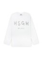【NEW】MSGM ブラッシュロゴ ロングスリーブTシャツ【Japan Exclusive/GLITTER PRINT】 詳細画像 ホワイト×シルバー 1