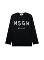 【NEW】MSGM ブラッシュロゴ ロングスリーブTシャツ【Japan Exclusive/GLITTER PRINT】 詳細画像 ブラック×シルバー 1