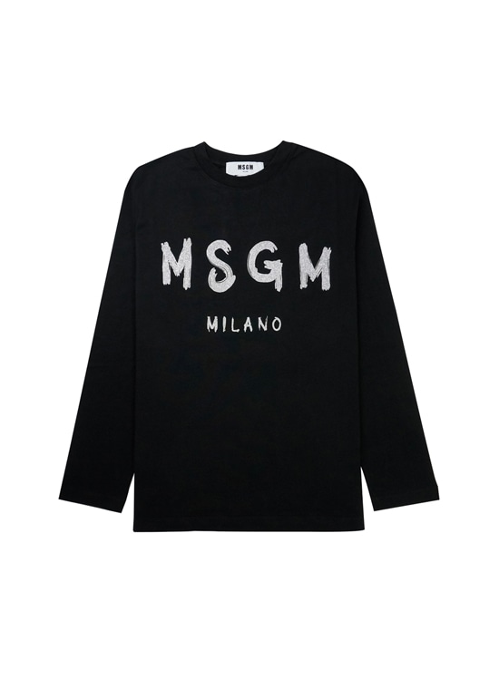 【NEW】MSGM ブラッシュロゴ ロングスリーブTシャツ【Japan Exclusive/GLITTER PRINT】