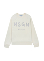【NEW】MSGM ブラッシュロゴ スウェットシャツ＜GLITTER SILVER PRINT＞ 詳細画像 オフホワイト 1