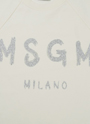 【NEW】MSGM ブラッシュロゴ スウェットシャツ＜GLITTER SILVER PRINT＞ 詳細画像 オフホワイト 3