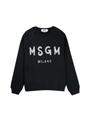 【NEW】MSGM ブラッシュロゴ スウェットシャツ＜GLITTER SILVER PRINT＞ 詳細画像 ブラック 1