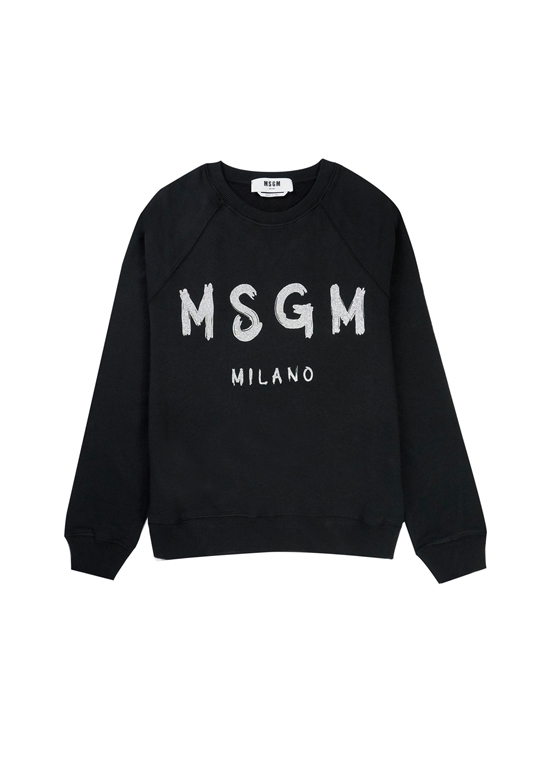 【NEW】MSGM ブラッシュロゴ スウェットシャツ＜GLITTER SILVER PRINT＞