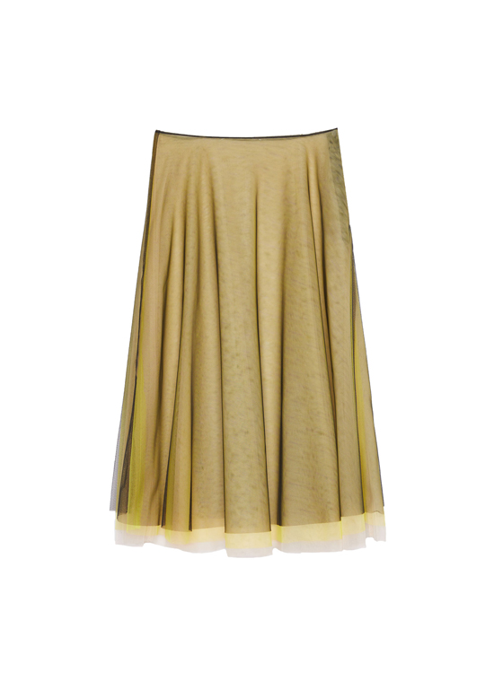 コントラストレイヤード チュールスカート