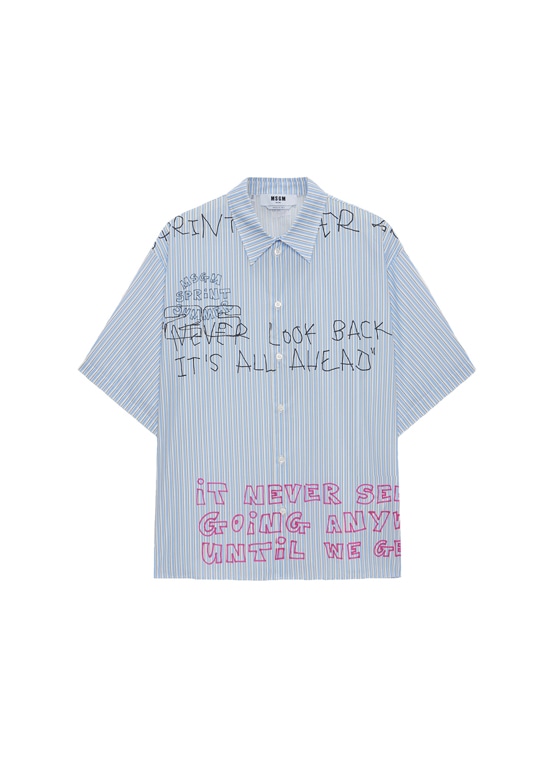 MSGMグラフィティ ストライプ ポプリンシャツ