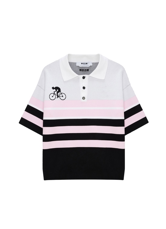 ストライプ ジャカード BIKE LIFE ポロニット