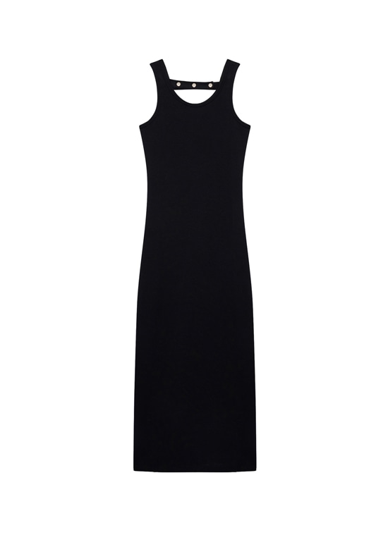 バックスナップ リブマキシワンピース