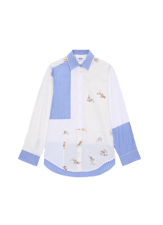 パッチワーク ポプリンシャツ