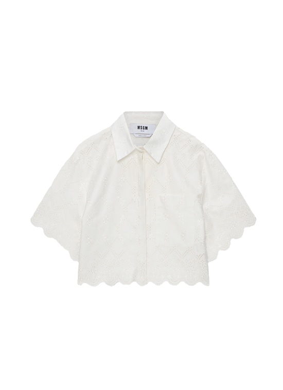 クロップド アイレットレース ポプリンシャツ