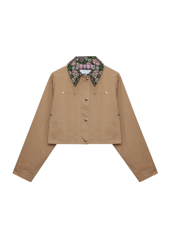 コットンギャバジン クロップド ユーティリティジャケット