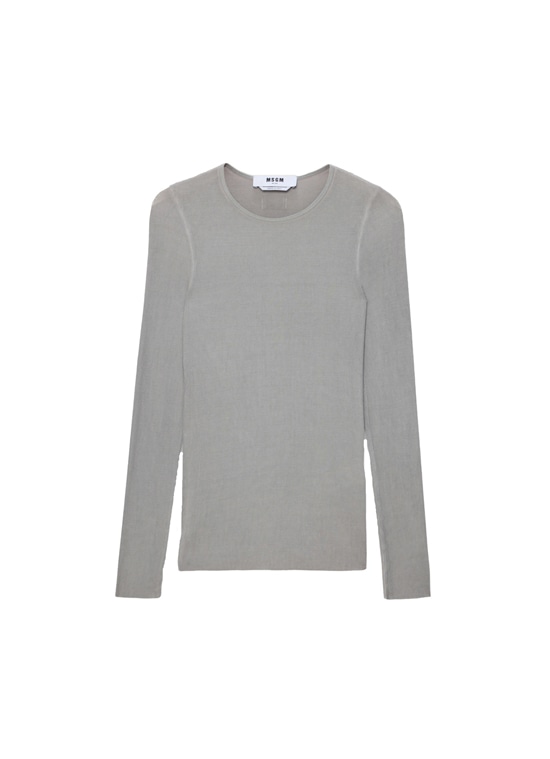 ライトジャージー リブロングスリーブトップ