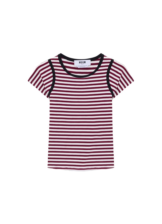 ストライプ コットン レイヤードTシャツ