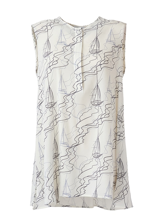 ヨットプリント ノースリーブチュニック