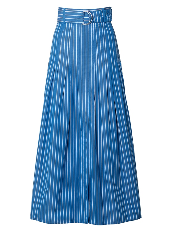 ストライプ コットンポプリン マキシプリーツスカート