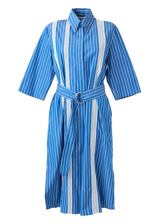 ストライプ コットンポプリン シャツドレス