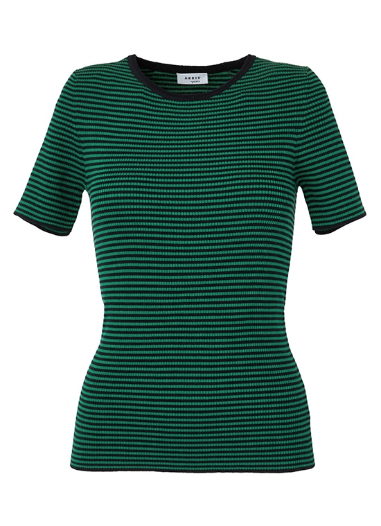 ストライプ リブニットプルオーバー